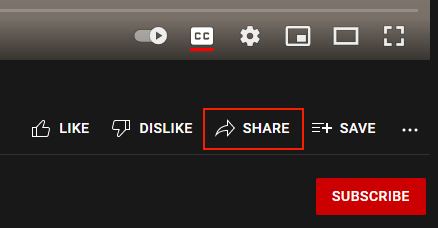 Share option on the Youtube platform