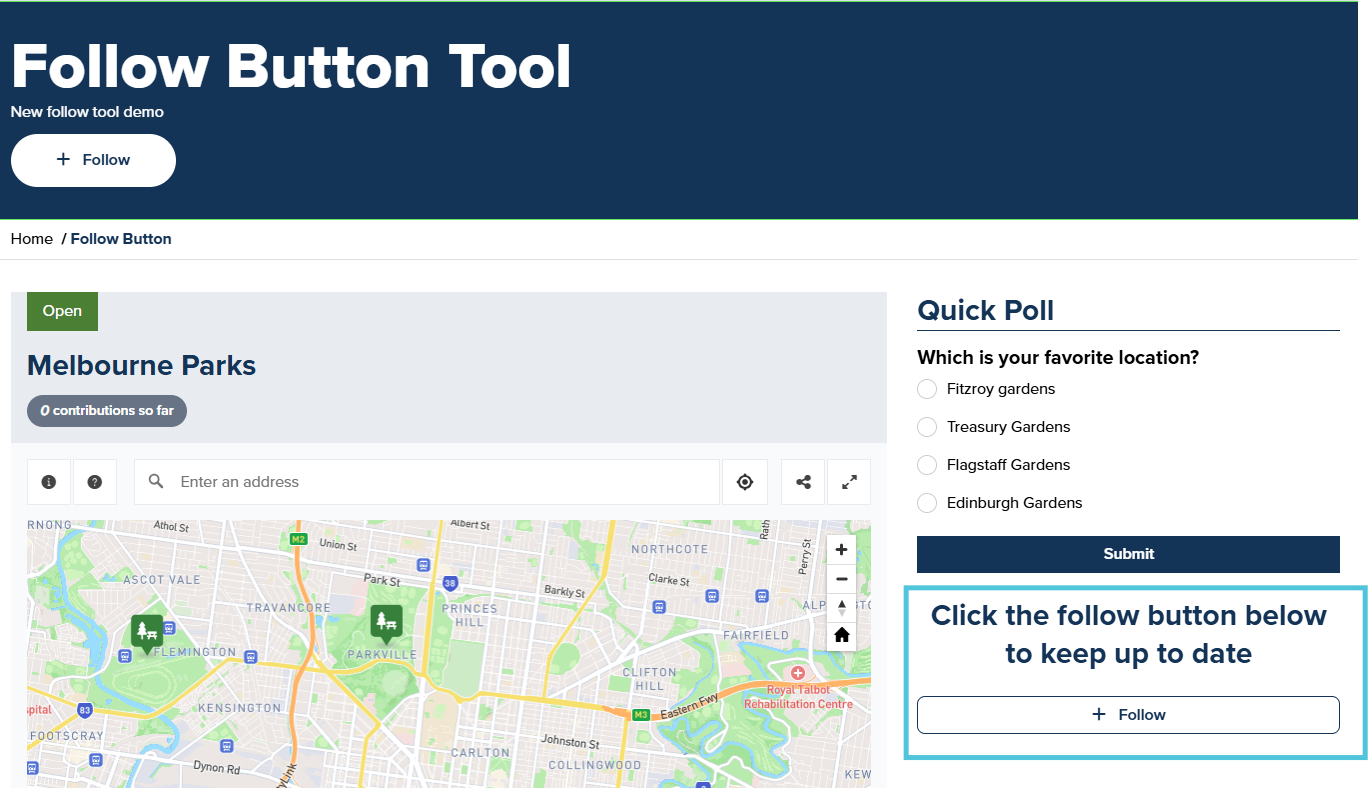 example project follow button tool
